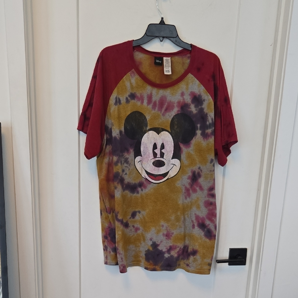Disney Mickey Mouse Tie-Dye Shirt - Red and Yellow